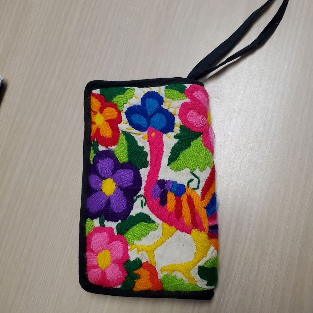 Pretty hand embroided wristlet